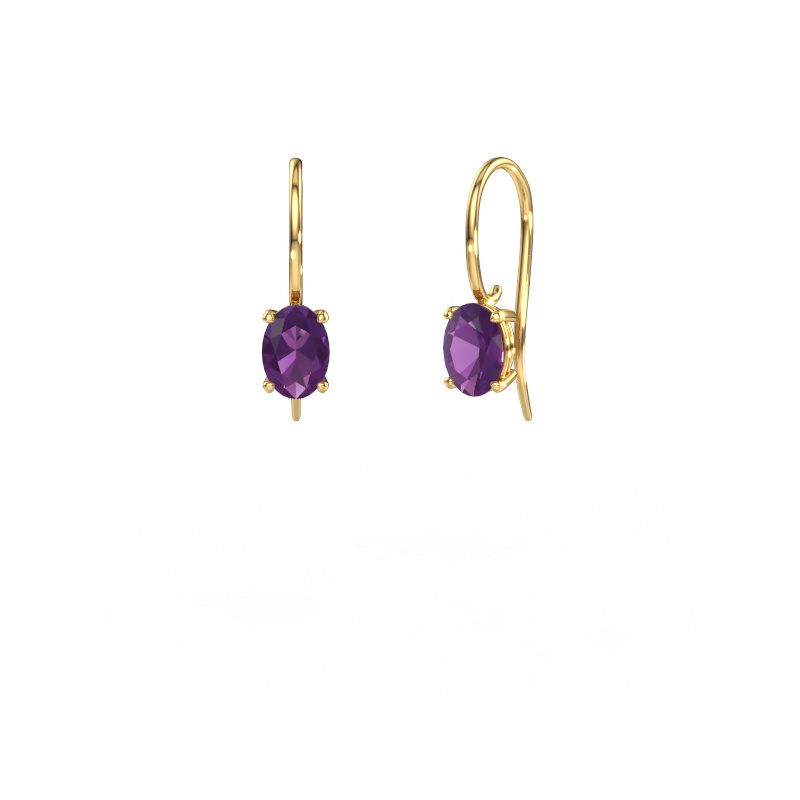Image de Pendants d'oreilles Cleo OVL 585 or jaune Améthyste 7x5 mm