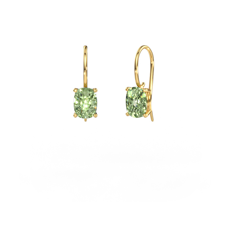 Image of Drop earrings Cleo CSH 585 gold Green lab grown diamond 8x6 mm