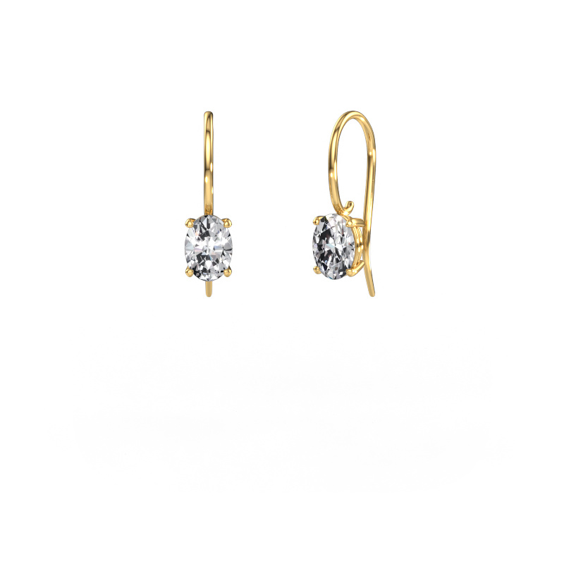Image of Drop earrings Cleo OVL 585 gold Zirconia 7x5 mm