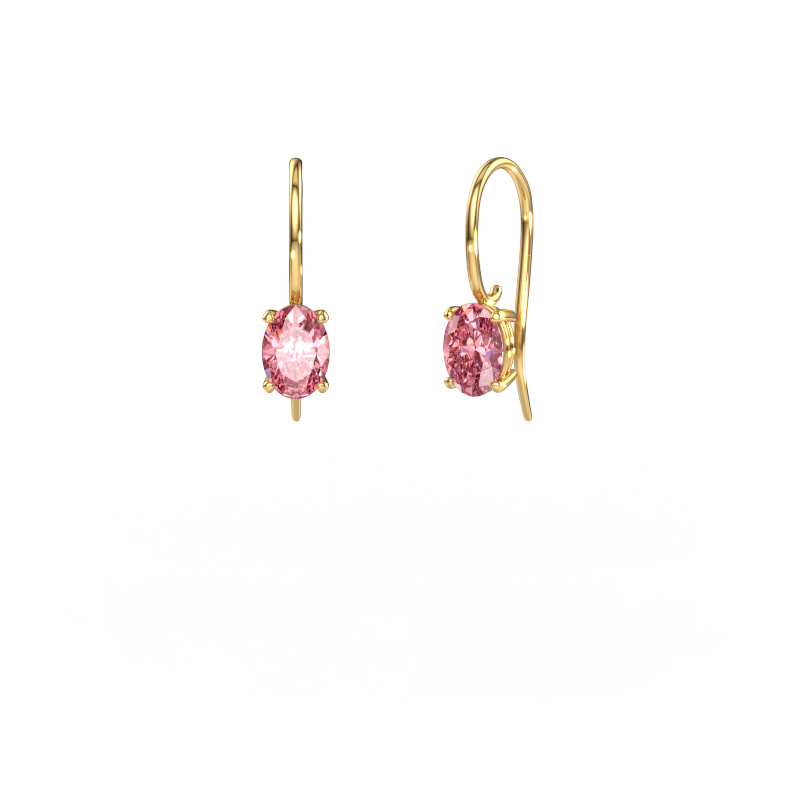 Image of Drop earrings Cleo OVL 585 gold Pink lab grown diamond 7x5 mm