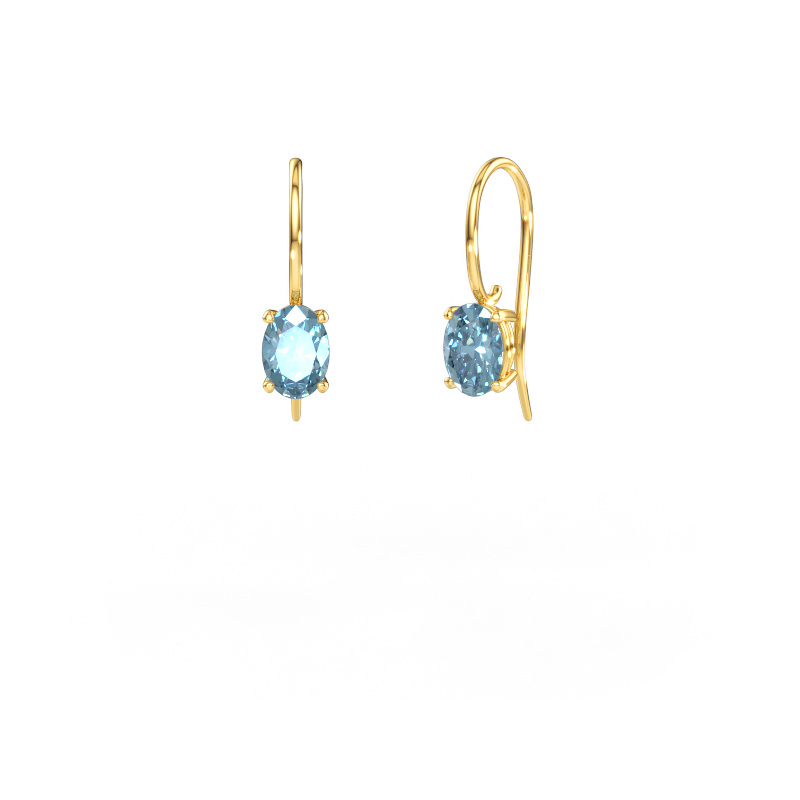 Immagine di Orecchini pendenti Cleo OVL 585 oro Diamante lab grown blu 7x5 mm