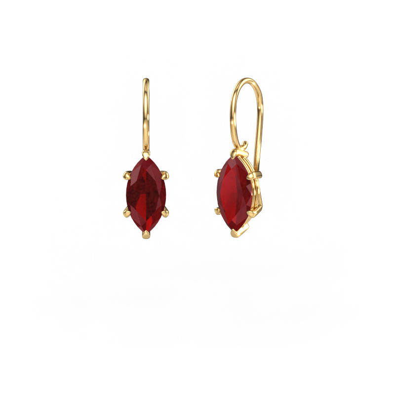 Image of Drop earrings Cleo MRQ 585 gold Ruby 12x6 mm
