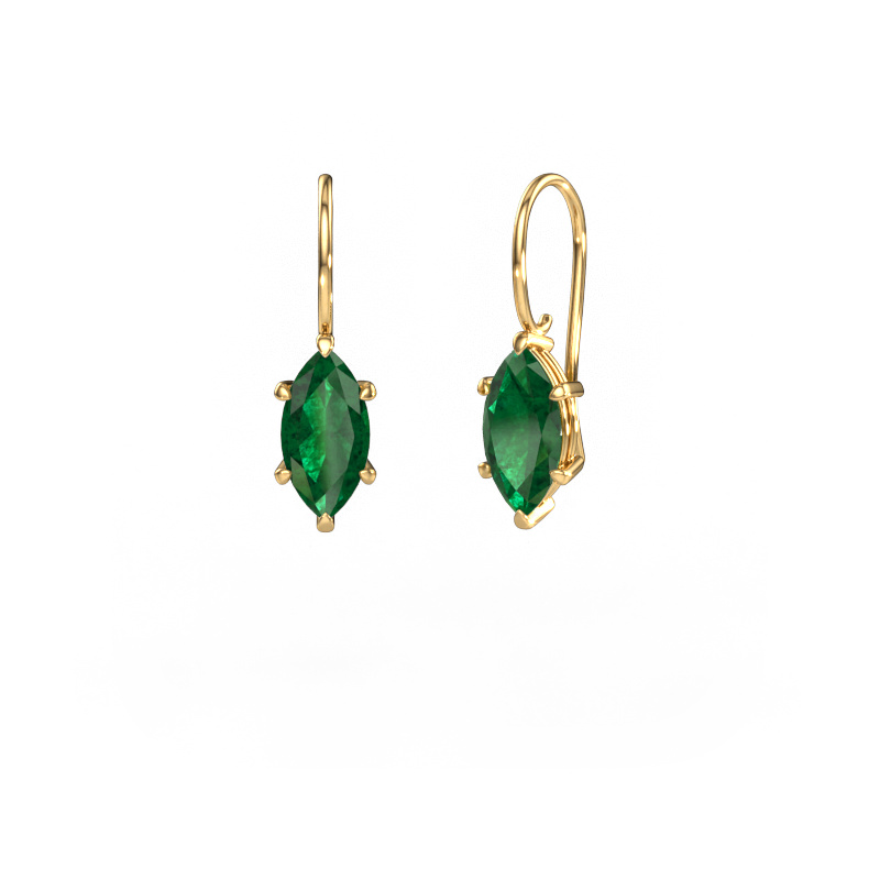 Image of Drop earrings Cleo MRQ 585 gold Emerald 12x6 mm