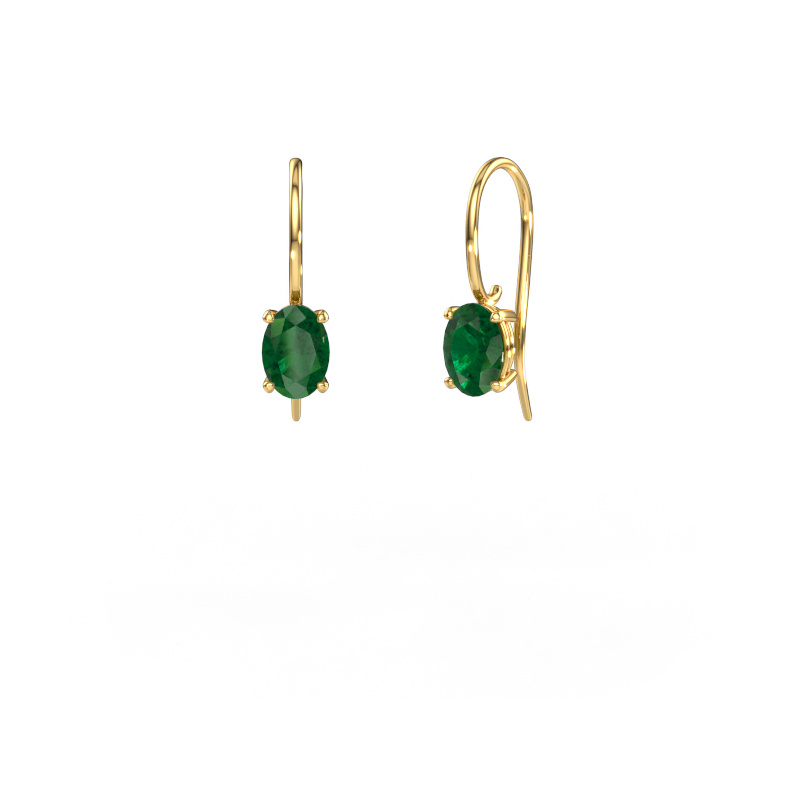 Bild von Ohrhänger Cleo OVL 585 Gold Smaragd 7x5 mm