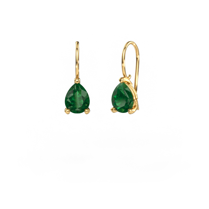 Image of Drop earrings Cleo PER 585 gold Emerald 8x6 mm
