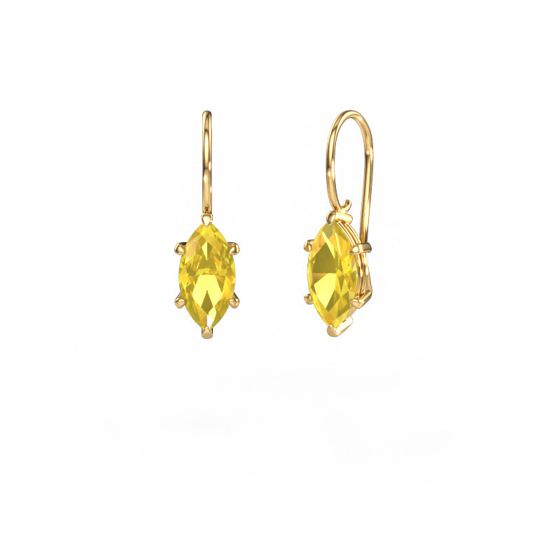 Image of Drop earrings Cleo MRQ 585 gold Yellow sapphire 12x6 mm
