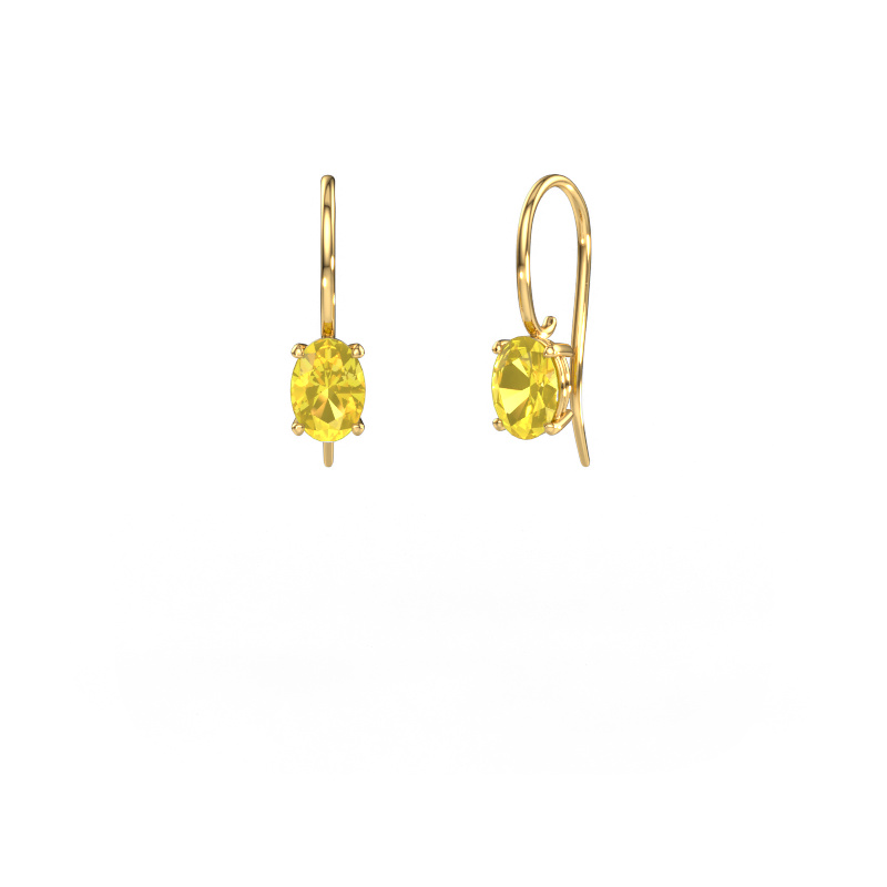 Image de Pendants d'oreilles Cleo OVL 585 or jaune Saphir jaune 7x5 mm