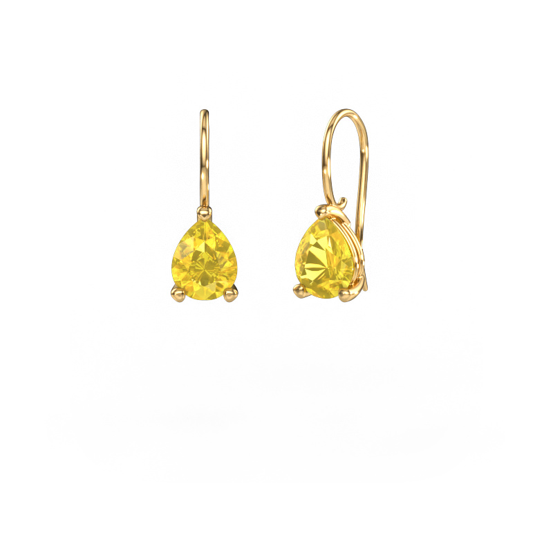 Image of Drop earrings Cleo PER 585 gold Yellow sapphire 8x6 mm