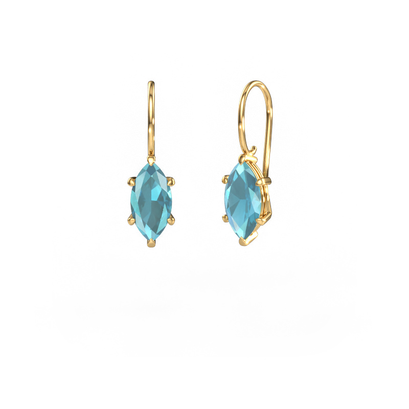 Image de Pendants d'oreilles Cleo MRQ 585 or jaune Topaze bleue 12x6 mm
