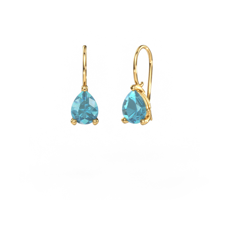 Image de Pendants d'oreilles Cleo PER 585 or jaune Topaze bleue 8x6 mm