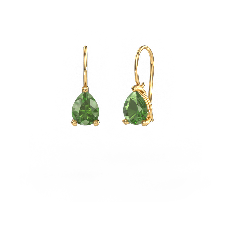 Image of Drop earrings Cleo PER 585 gold Tourmaline green 8x6 mm