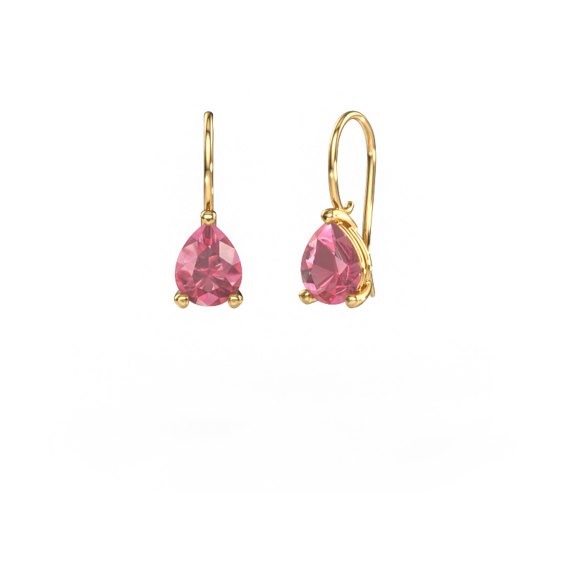 Image of Drop earrings Cleo PER 585 gold Tourmaline pink 8x6 mm