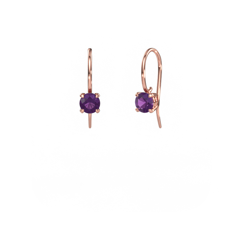 Image of Drop earrings Cleo RND 585 rose gold Amethyst 5 mm