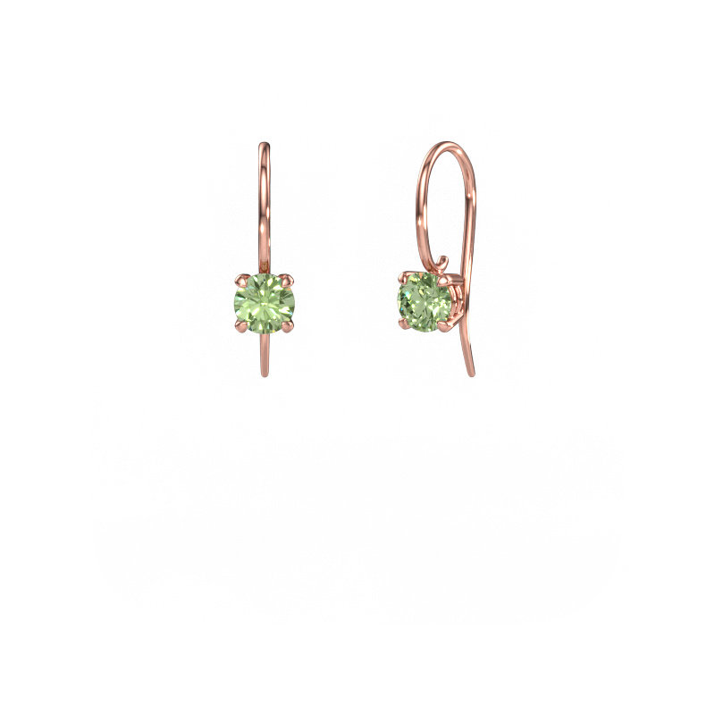 Image of Drop earrings Cleo RND 585 rose gold Green lab grown diamond 5 mm