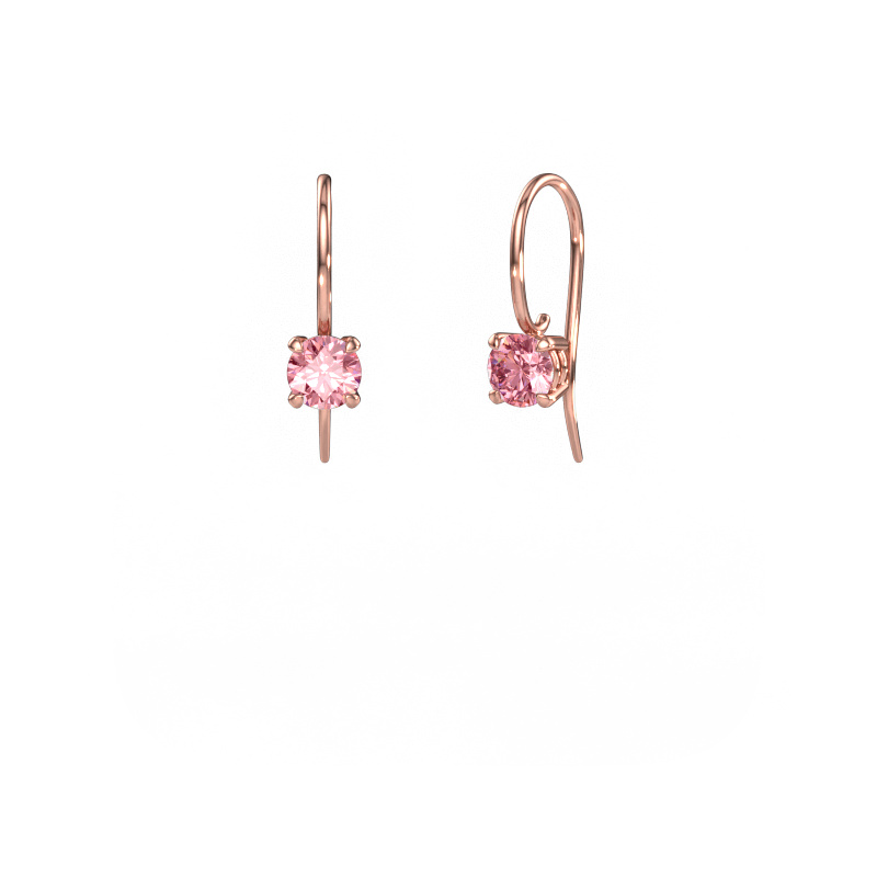 Image of Drop earrings Cleo RND 585 rose gold Pink lab grown diamond 5 mm