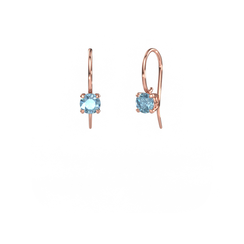 Image of Drop earrings Cleo RND 585 rose gold Blue lab grown diamond 5 mm