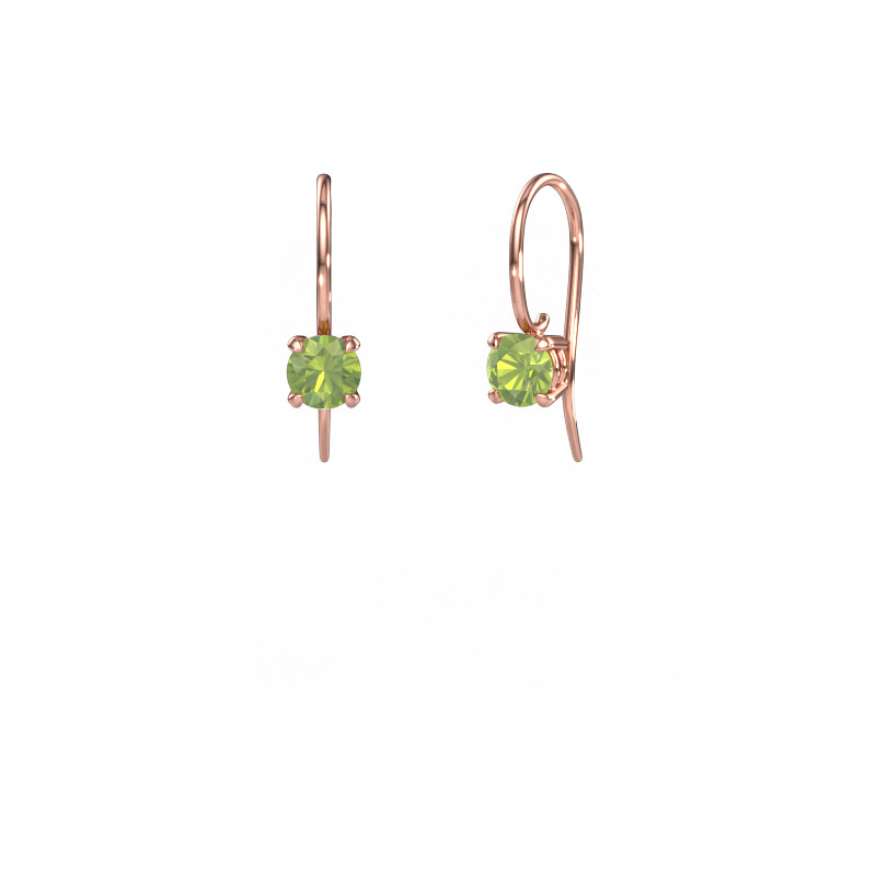 Image of Drop earrings Cleo RND 585 rose gold Peridot 5 mm