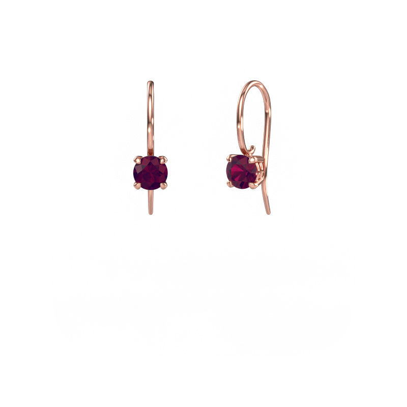 Image of Drop earrings Cleo RND 585 rose gold Rhodolite 5 mm