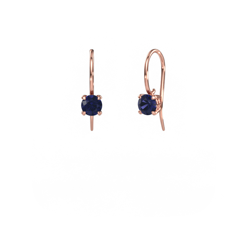 Image of Drop earrings Cleo RND 585 rose gold Sapphire 5 mm