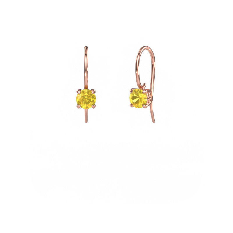 Image of Drop earrings Cleo RND 585 rose gold Yellow sapphire 5 mm