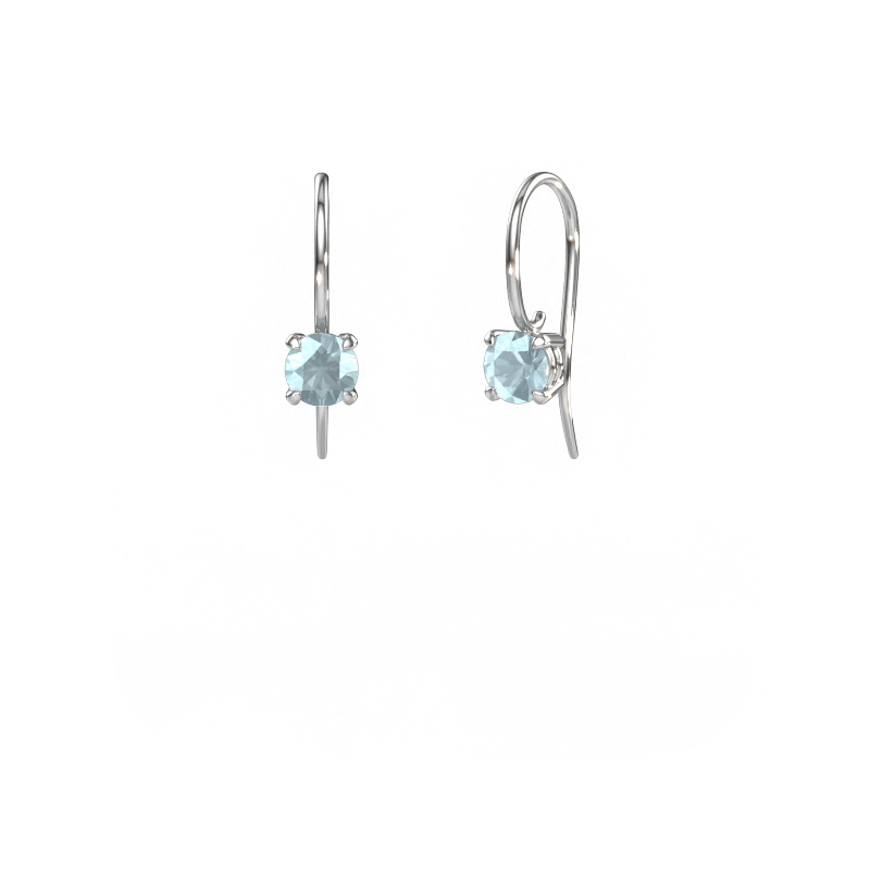 Image of Drop earrings Cleo RND 585 white gold Aquamarine 5 mm