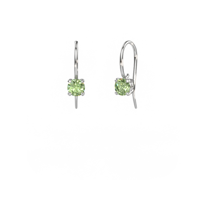 Image of Drop earrings Cleo RND 585 white gold Green lab grown diamond 5 mm