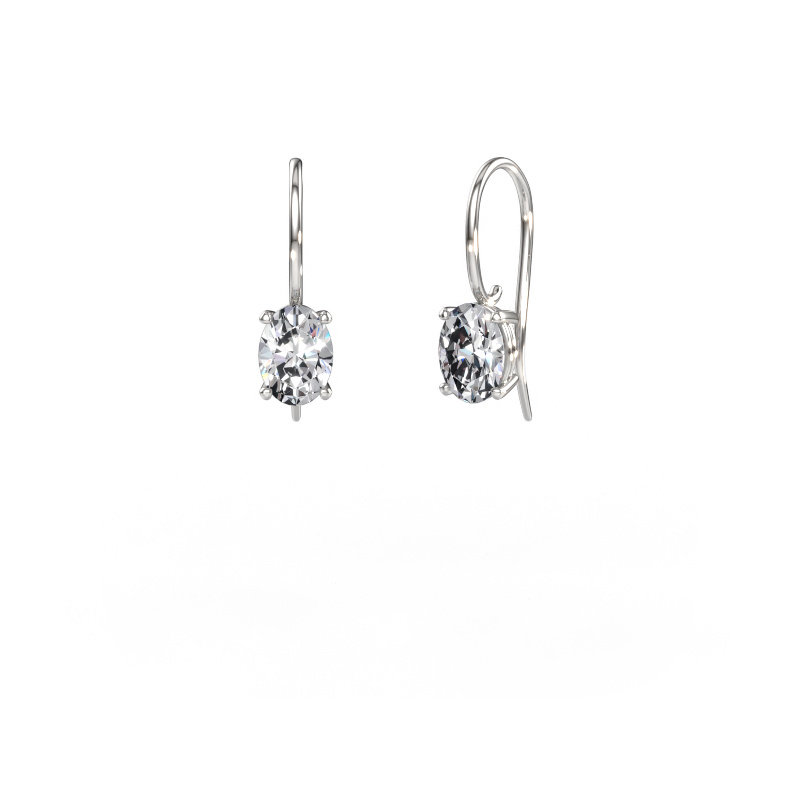 Image de Pendants d'oreilles Cleo OVL 585 or blanc Diamant 1.60 crt