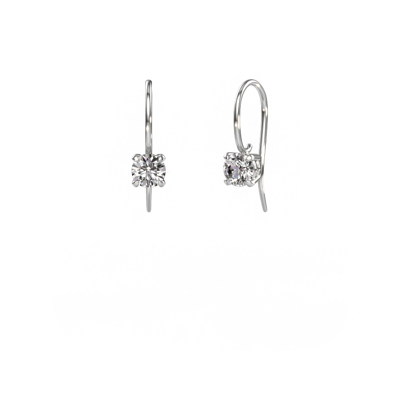 Image of Drop earrings Cleo RND 585 white gold Zirconia 5 mm