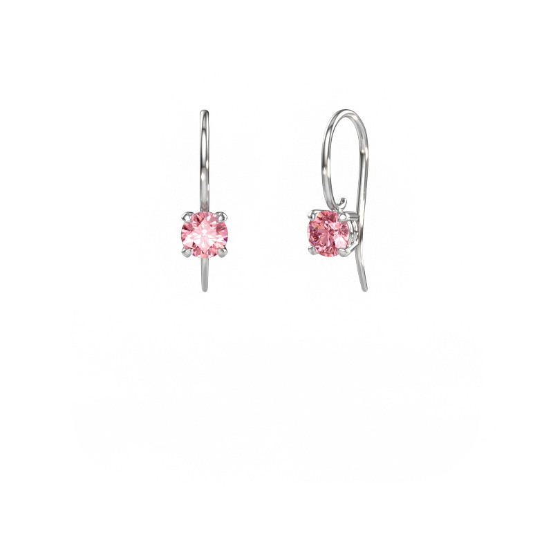Image of Drop earrings Cleo RND 585 white gold Pink lab grown diamond 5 mm