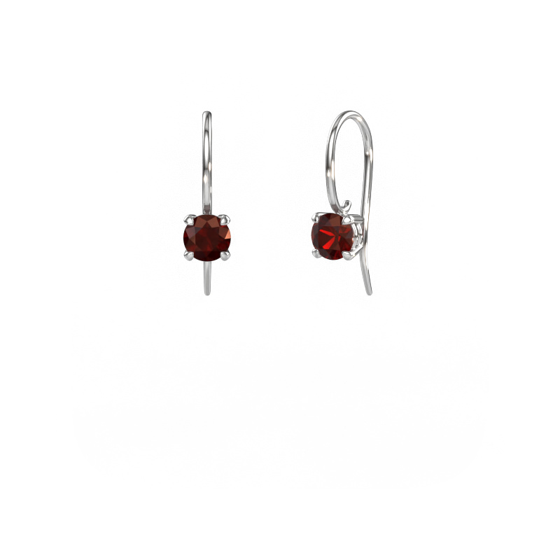Image of Drop earrings Cleo RND 585 white gold Garnet 5 mm
