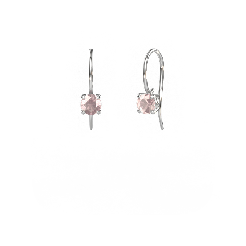Image of Drop earrings Cleo RND 585 white gold Morganite champagne 5 mm
