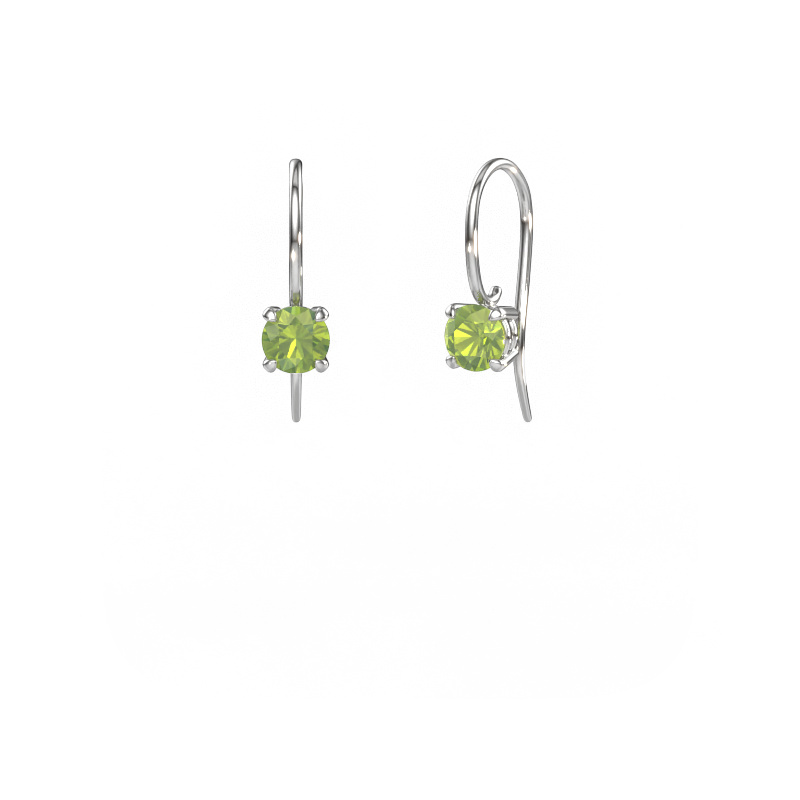 Image of Drop earrings Cleo RND 585 white gold Peridot 5 mm