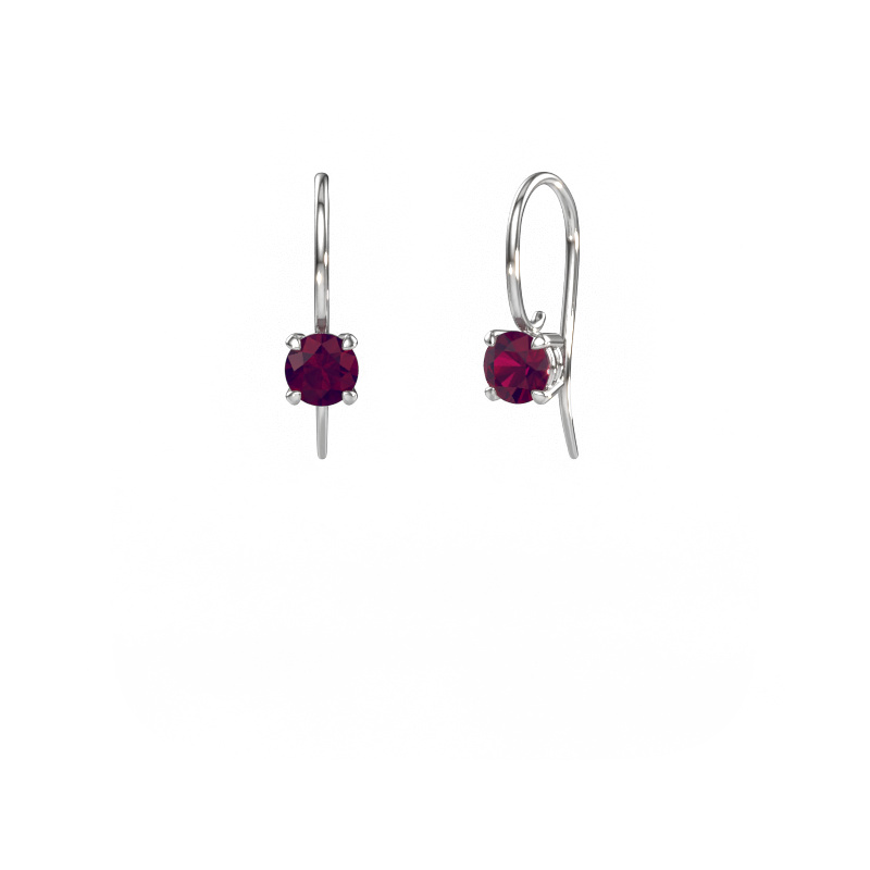 Image of Drop earrings Cleo RND 585 white gold Rhodolite 5 mm