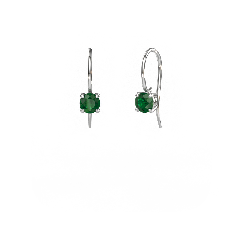 Image of Drop earrings Cleo RND 585 white gold Emerald 5 mm