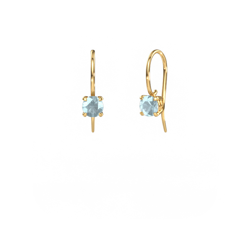 Image of Drop earrings Cleo RND 585 gold Aquamarine 5 mm
