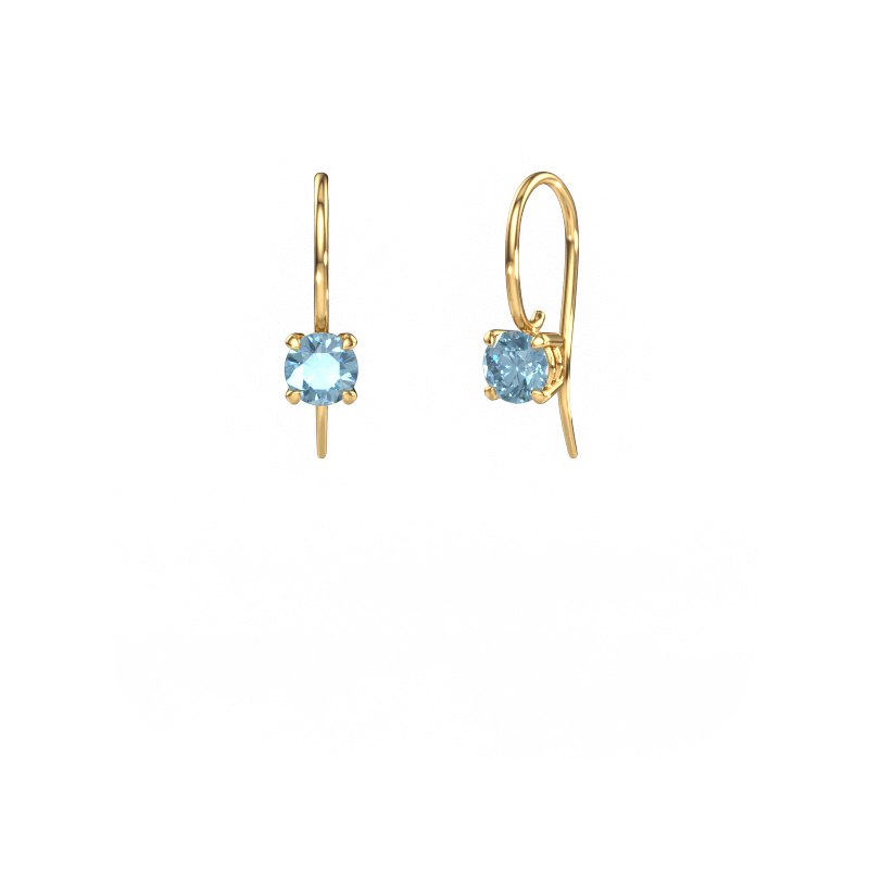 Image of Drop earrings Cleo RND 585 gold Blue lab grown diamond 5 mm