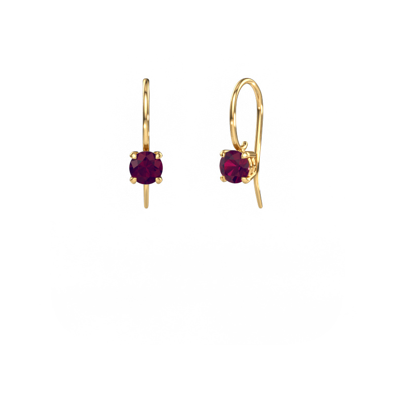 Image of Drop earrings Cleo RND 585 gold Rhodolite 5 mm