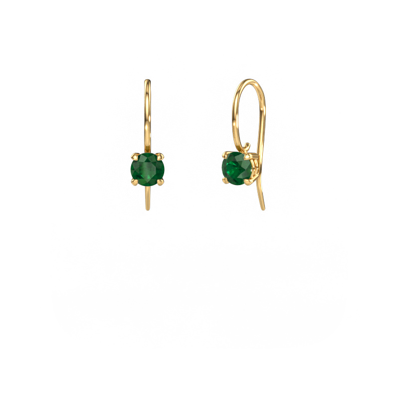 Image of Drop earrings Cleo RND 585 gold Emerald 5 mm