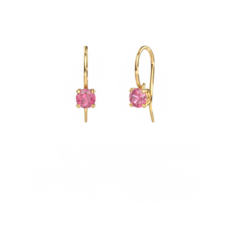 Image of Drop earrings Cleo RND 585 gold Pink sapphire 5 mm