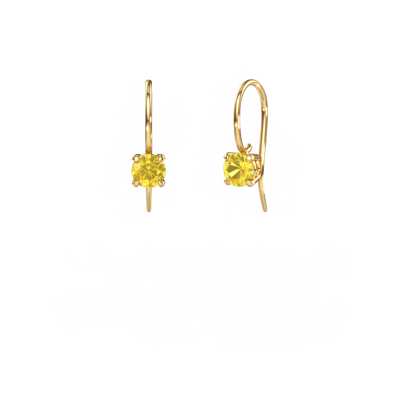 Image of Drop earrings Cleo RND 585 gold Yellow sapphire 5 mm