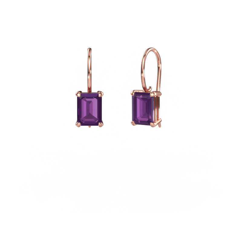 Image of Drop earrings Cleo EME 585 rose gold Amethyst 8x6 mm