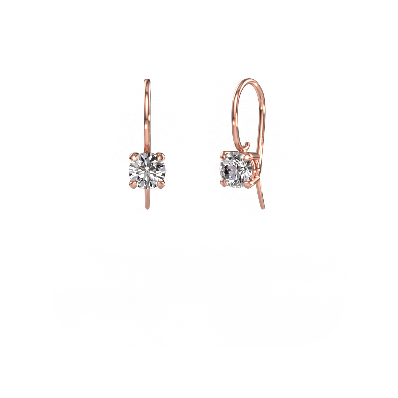 Image of Drop earrings Cleo RND 585 rose gold Diamond 1.20 crt