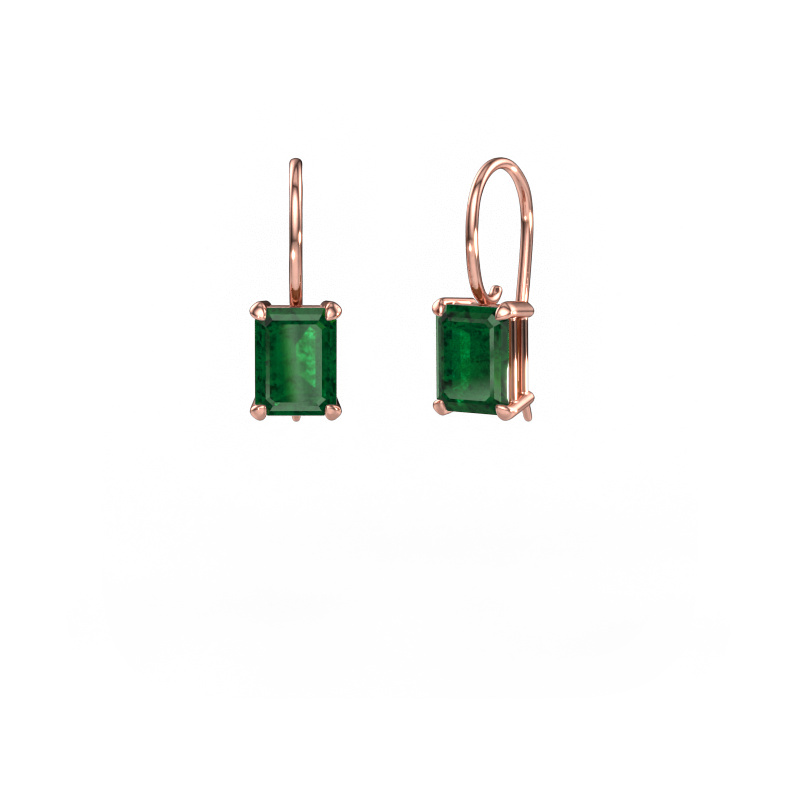 Image of Drop earrings Cleo EME 585 rose gold Emerald 8x6 mm