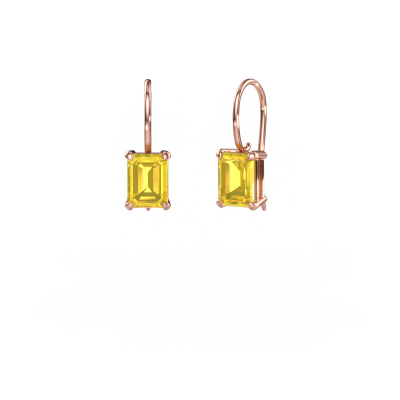 Image de Pendants d'oreilles Cleo EME 585 or rose Saphir jaune 8x6 mm