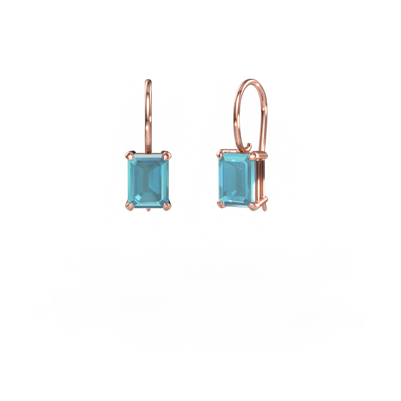 Image de Pendants d'oreilles Cleo EME 585 or rose Topaze bleue 8x6 mm