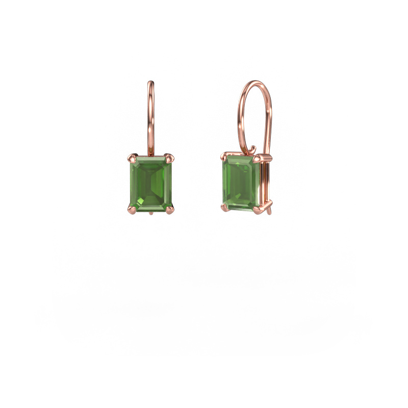 Image of Drop earrings Cleo EME 585 rose gold Tourmaline green 8x6 mm