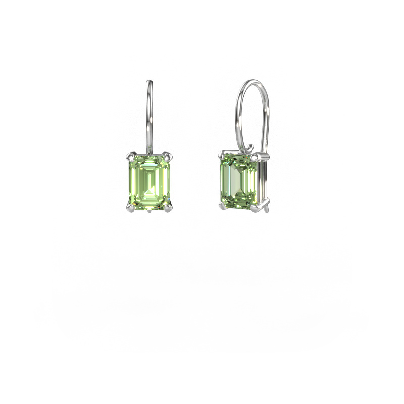Image of Drop earrings Cleo EME 585 white gold Green lab grown diamond 8x6 mm