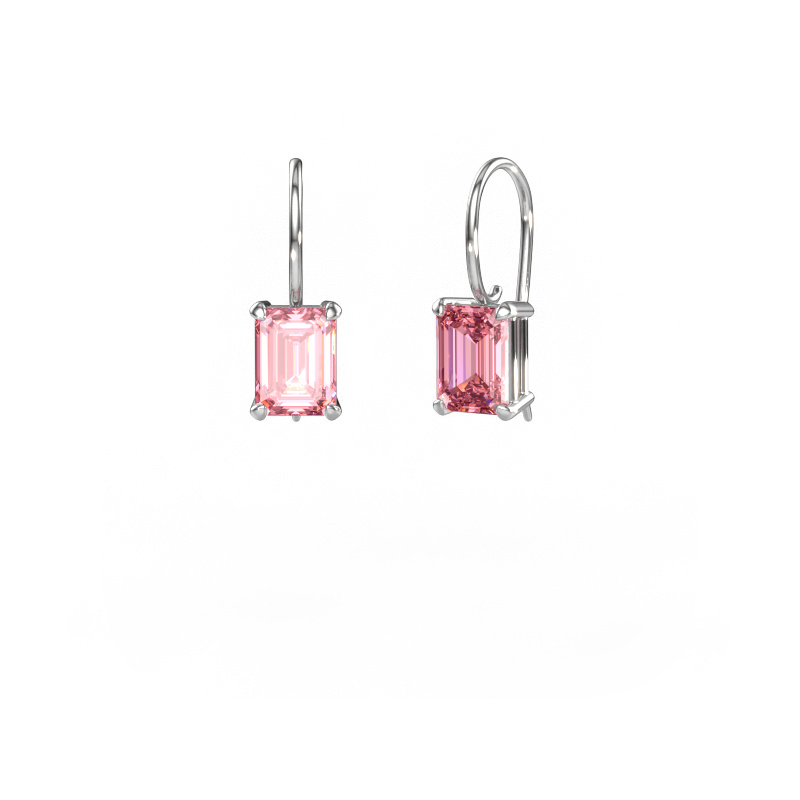 Image of Drop earrings Cleo EME 585 white gold Pink lab grown diamond 8x6 mm