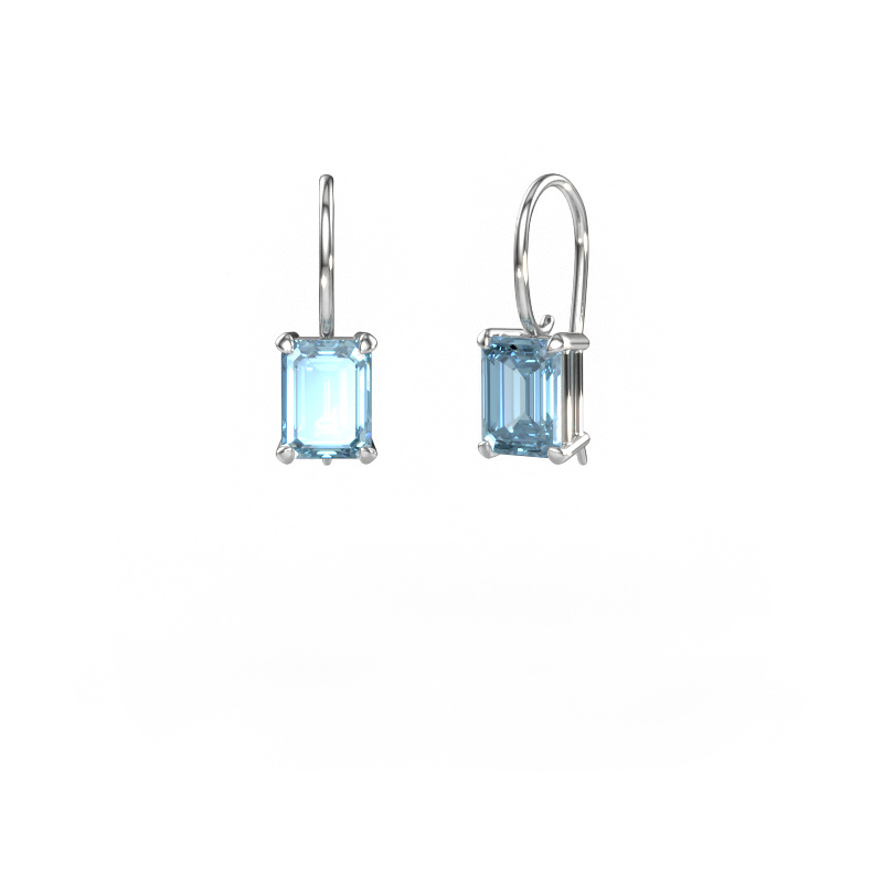 Image of Drop earrings Cleo EME 585 white gold Blue lab grown diamond 8x6 mm