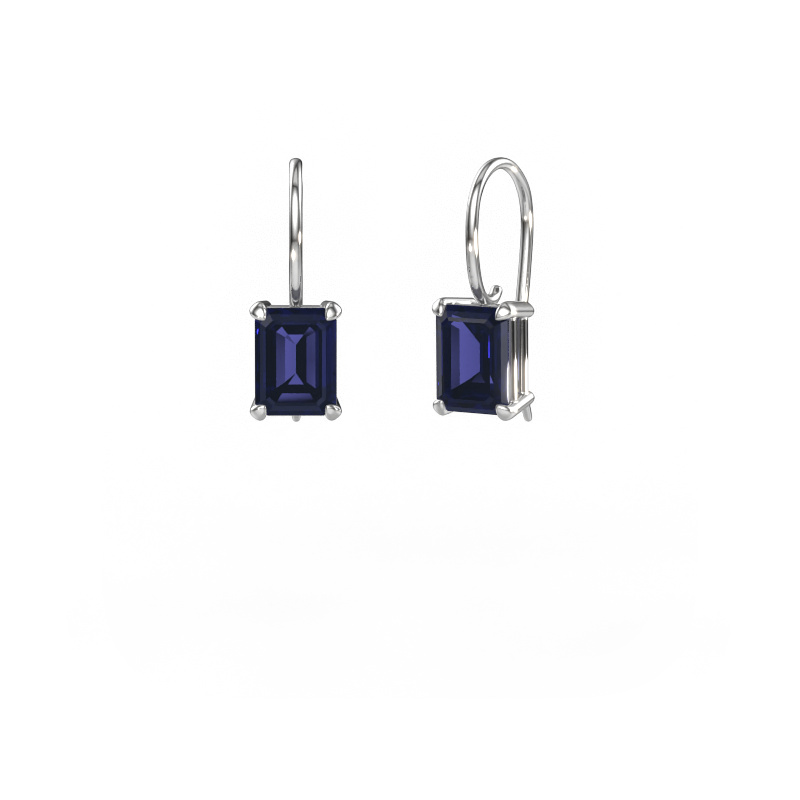 Image de Pendants d'oreilles Cleo EME 585 or blanc Saphir 8x6 mm